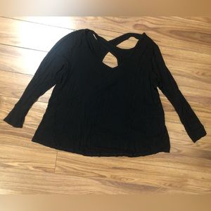 Serene Blue black v-neck front l criss cross back long sleeve top size large